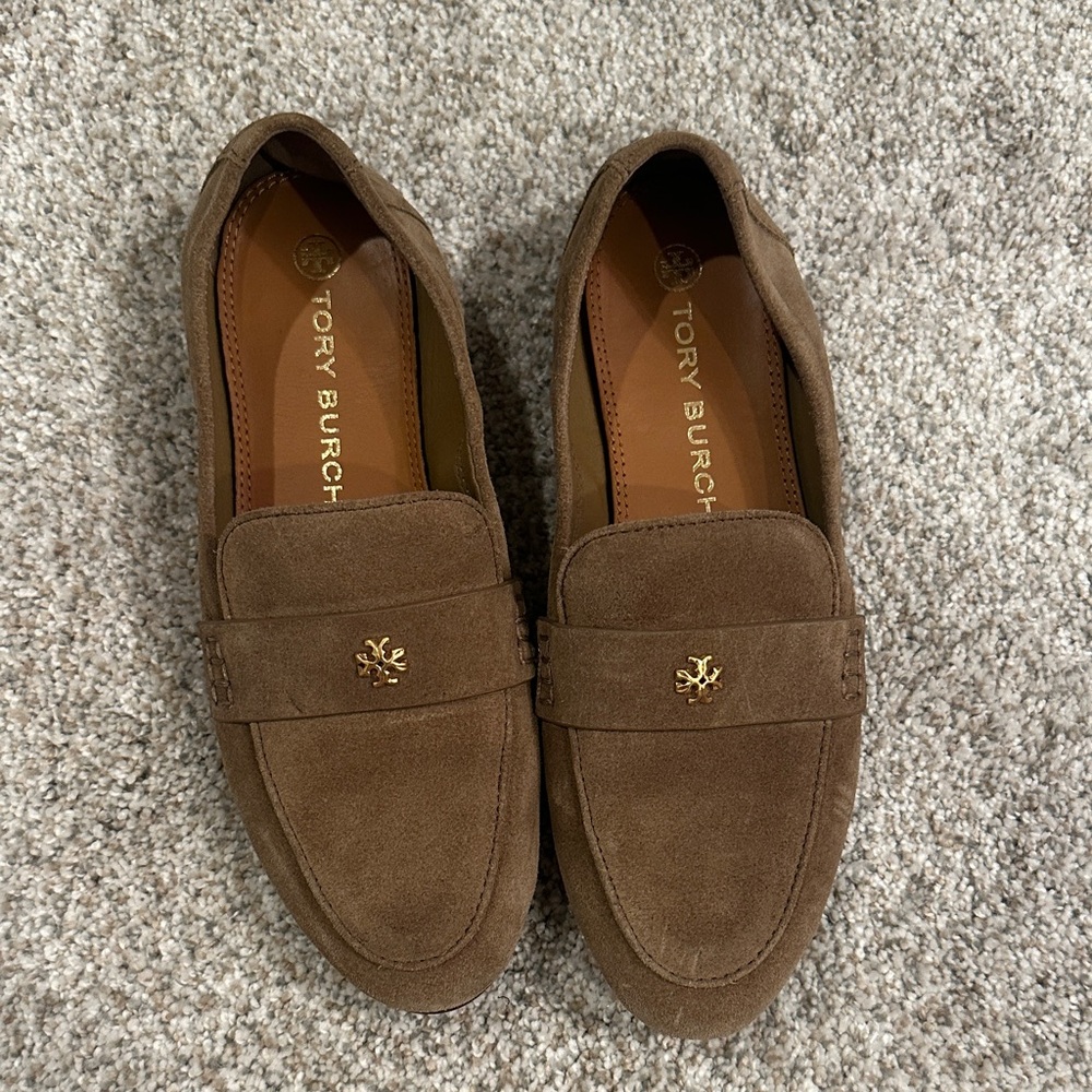 Tory Burch Tan Suede Ballet Loafers